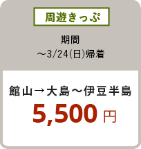 周遊きっぷ 〜3/24（日）館山〜大島〜伊豆半島 5,500円