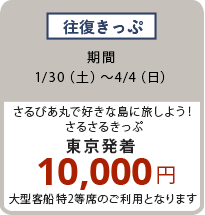往復きっぷ 1/30(土)〜4/4(日)10,000円