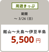 周遊きっぷ 〜3/26（日）館山〜大島〜伊豆半島 5,500円