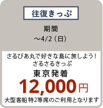 往復きっぷ 〜4/2（日）東京発着 12,000円