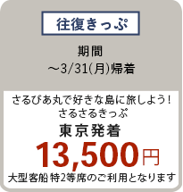 往復きっぷ 〜3/31（月）東京発着 13,500円