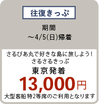 往復きっぷ 〜4/5（日）東京発着 13,000円